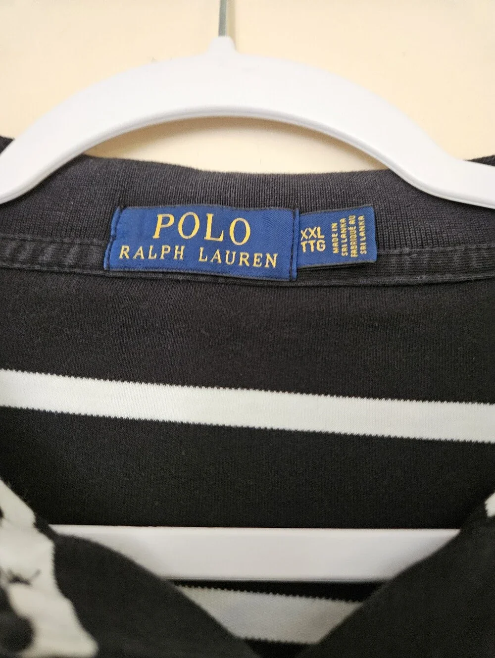 Polo Ralph Lauren Men's Black & White Striped Polo, Size XXL